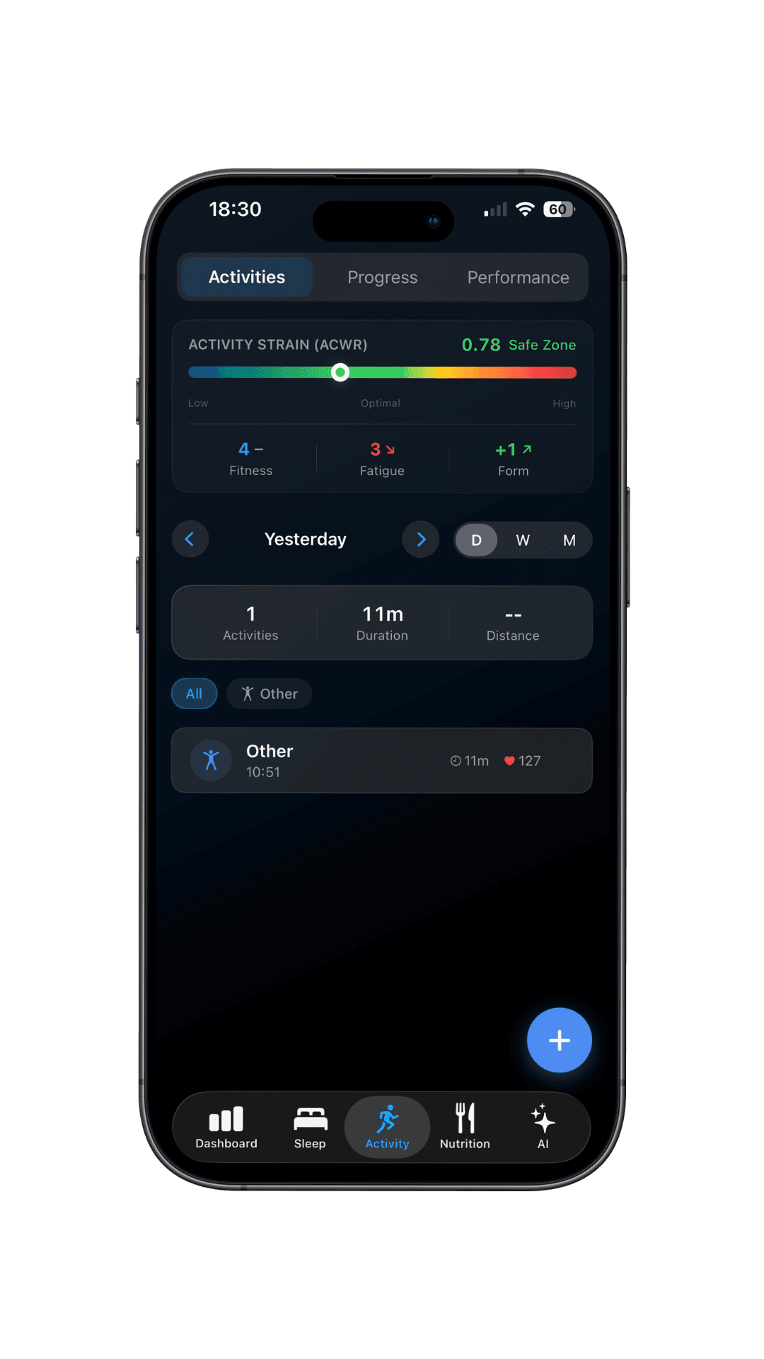 Vitalstat Activity tracking with strain and workouts